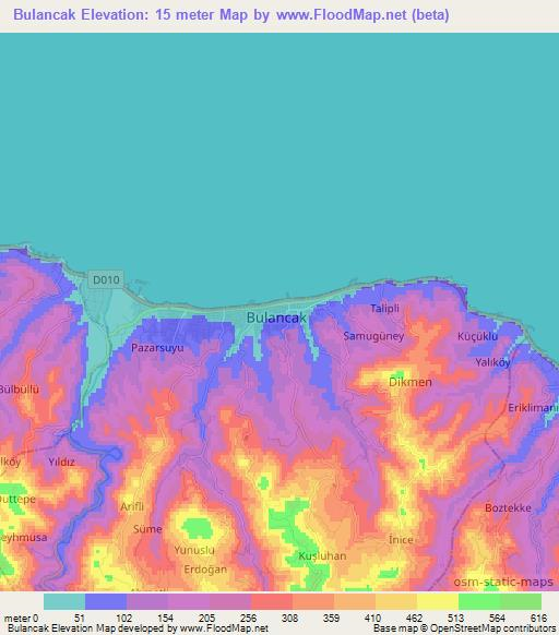 Bulancak,Turkey Elevation Map