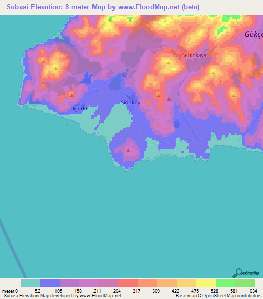 Subasi,Turkey Elevation Map