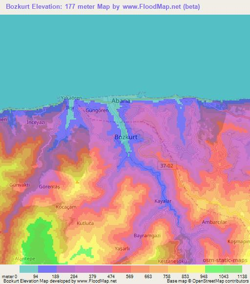 Bozkurt,Turkey Elevation Map