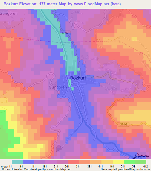 Bozkurt,Turkey Elevation Map