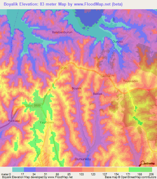 Boyalik,Turkey Elevation Map