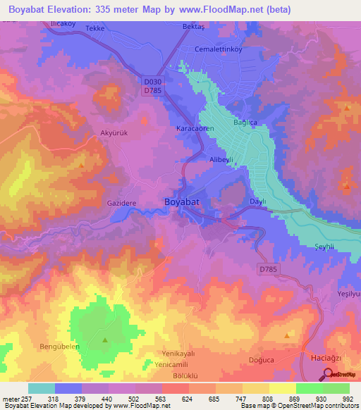 Boyabat,Turkey Elevation Map