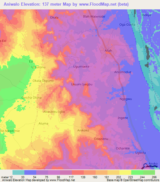 Aniwalo,Nigeria Elevation Map