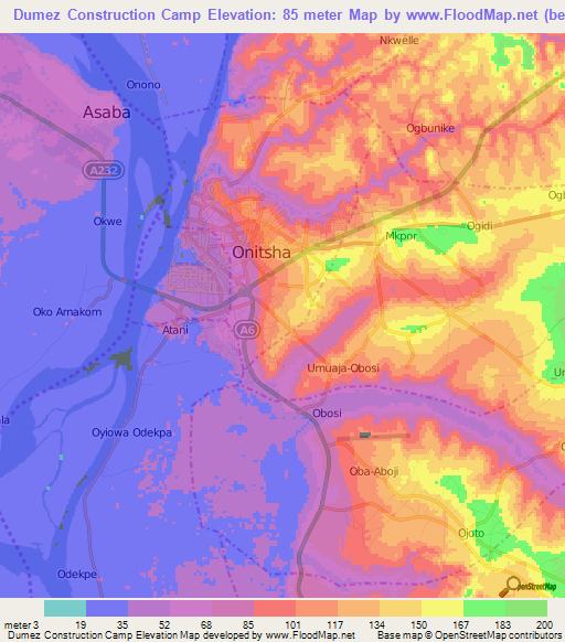 Dumez Construction Camp,Nigeria Elevation Map