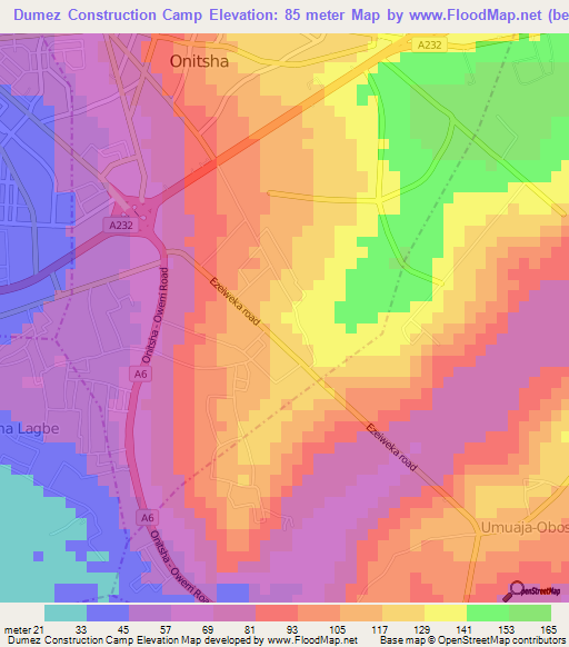 Dumez Construction Camp,Nigeria Elevation Map