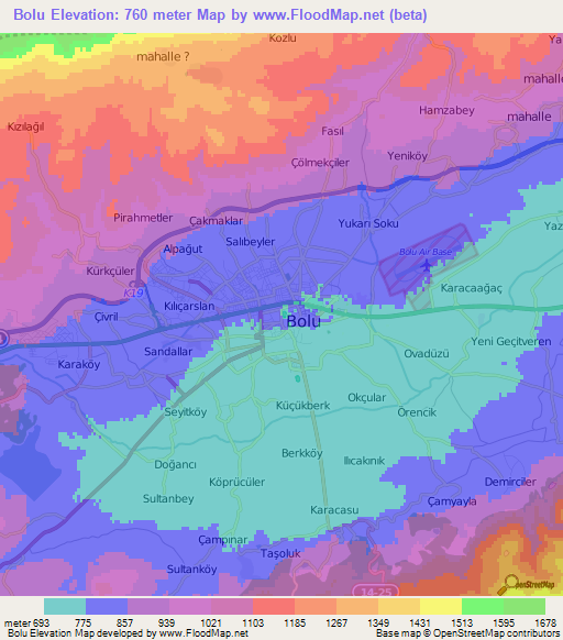 Bolu,Turkey Elevation Map