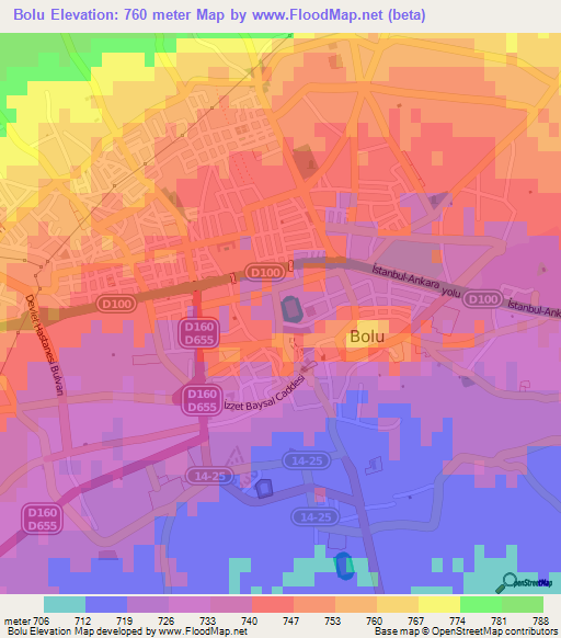 Bolu,Turkey Elevation Map