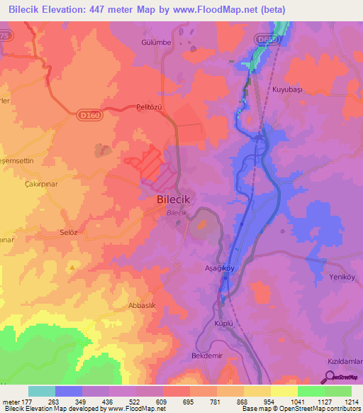 Bilecik,Turkey Elevation Map