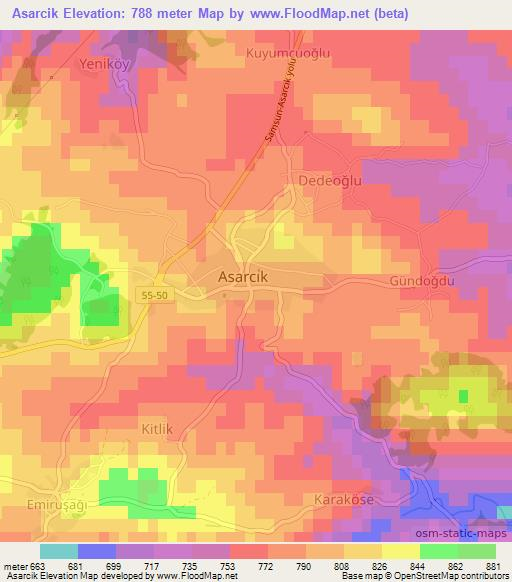 Asarcik,Turkey Elevation Map