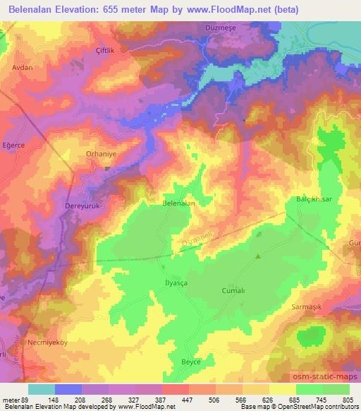 Belenalan,Turkey Elevation Map