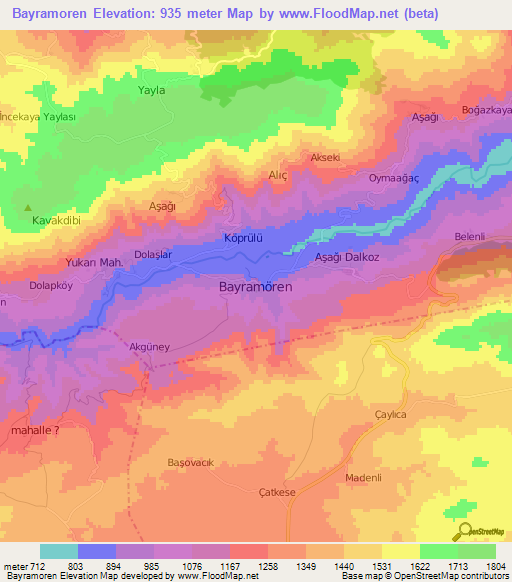 Bayramoren,Turkey Elevation Map