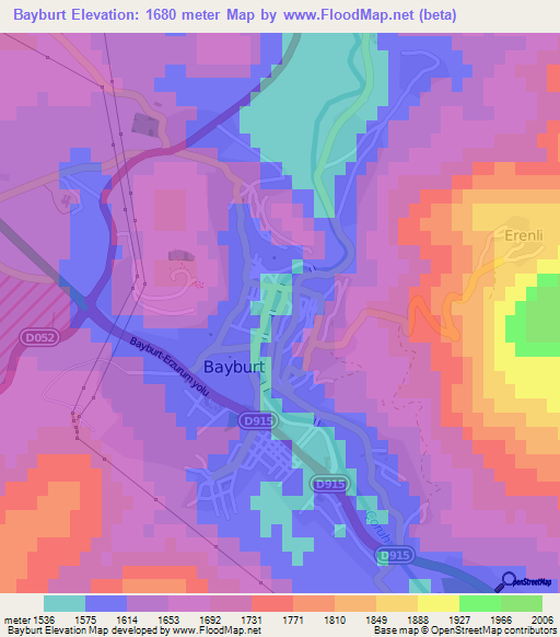 Bayburt,Turkey Elevation Map