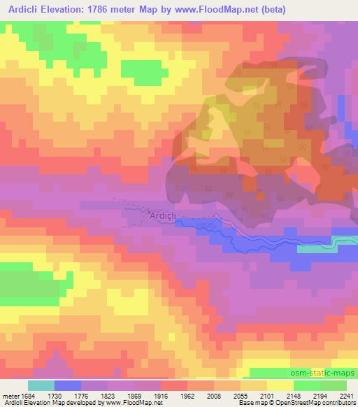 Ardicli,Turkey Elevation Map