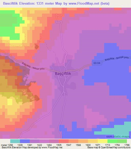 Basciftlik,Turkey Elevation Map