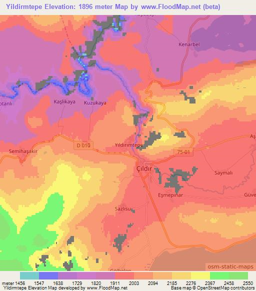 Yildirmtepe,Turkey Elevation Map