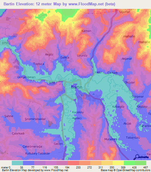 Bartin,Turkey Elevation Map