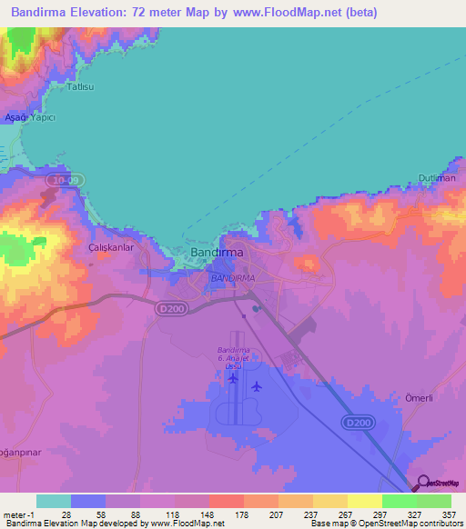 Bandirma,Turkey Elevation Map