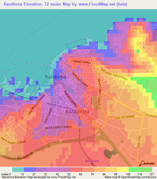 Bandirma,Turkey Elevation Map