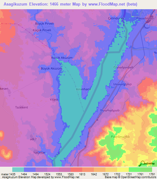 Asagikuzum,Turkey Elevation Map