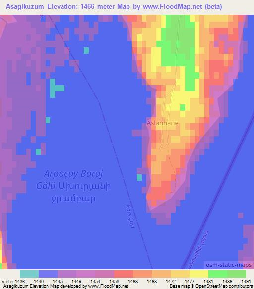 Asagikuzum,Turkey Elevation Map