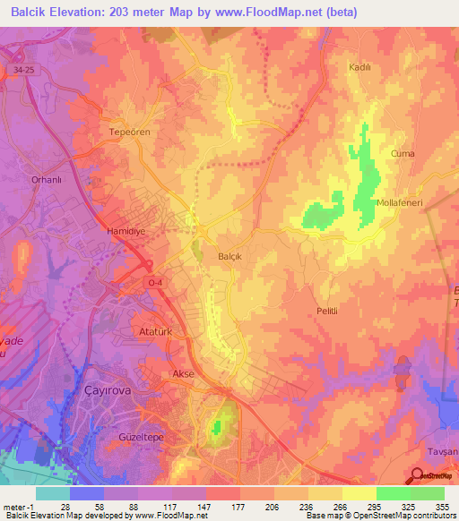 Balcik,Turkey Elevation Map