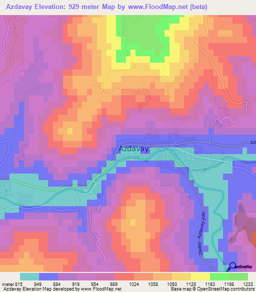 Azdavay,Turkey Elevation Map