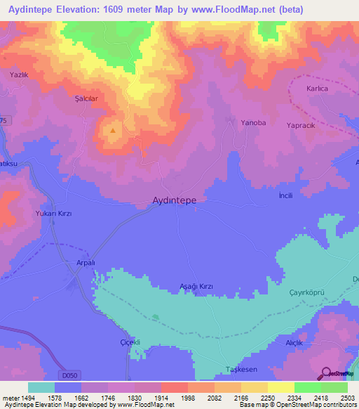 Aydintepe,Turkey Elevation Map