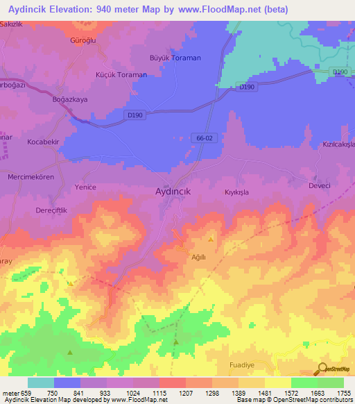 Aydincik,Turkey Elevation Map