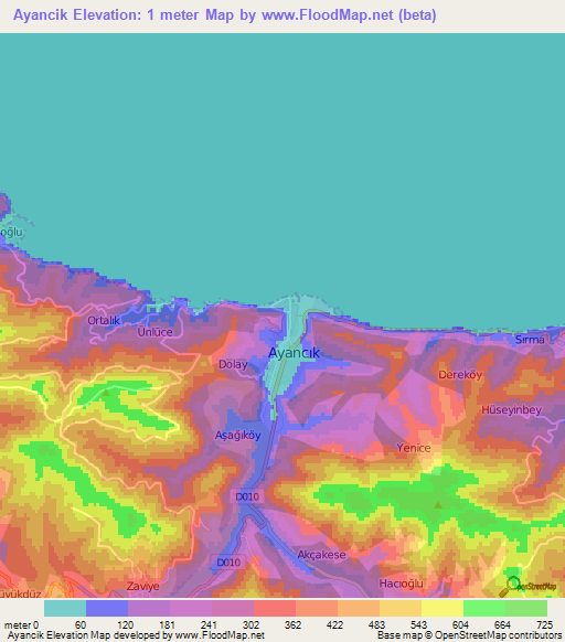 Ayancik,Turkey Elevation Map