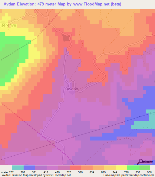 Avdan,Turkey Elevation Map