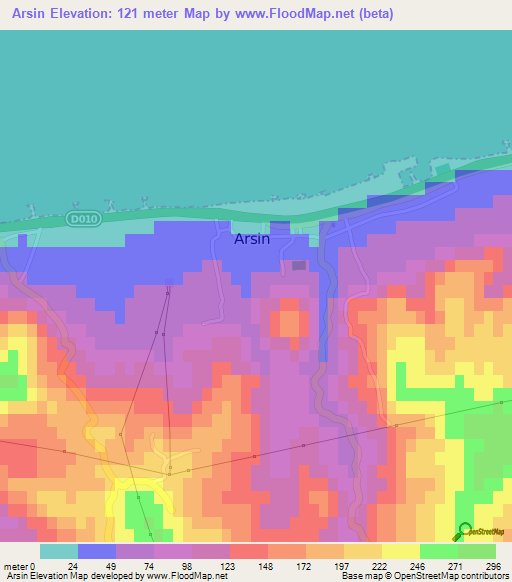 Arsin,Turkey Elevation Map