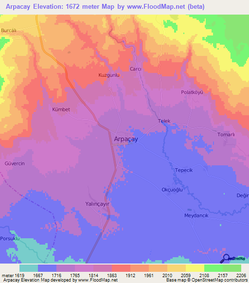 Arpacay,Turkey Elevation Map