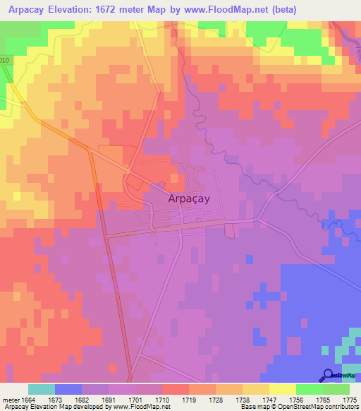 Arpacay,Turkey Elevation Map