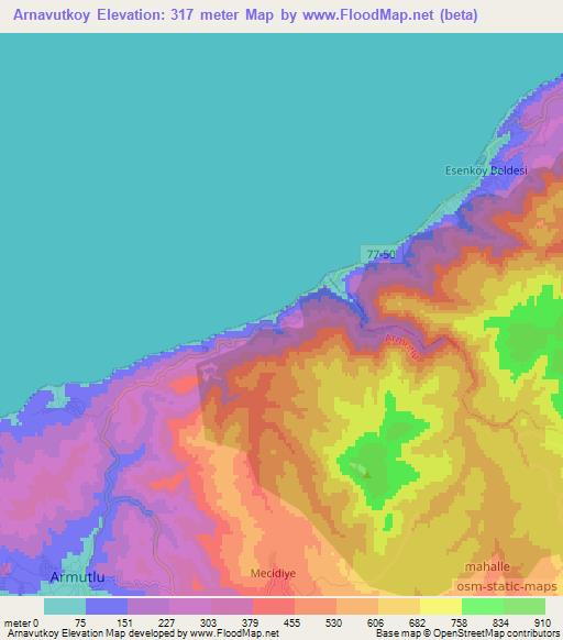 Arnavutkoy,Turkey Elevation Map