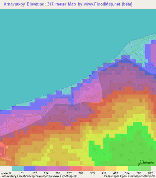 Arnavutkoy,Turkey Elevation Map