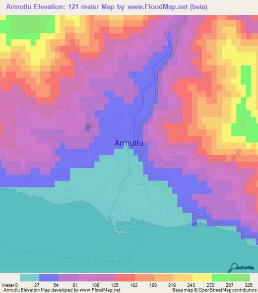 Armutlu,Turkey Elevation Map