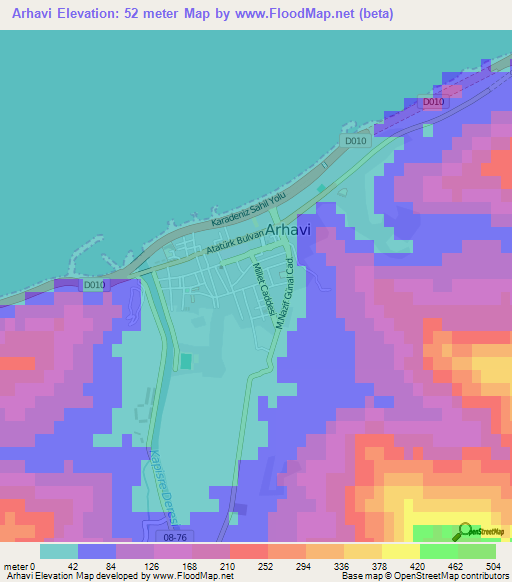 Arhavi,Turkey Elevation Map