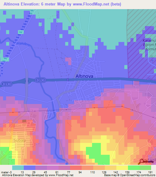 Altinova,Turkey Elevation Map