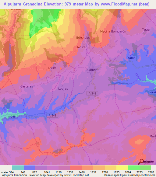 Alpujarra Granadina,Spain Elevation Map