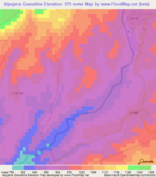 Alpujarra Granadina,Spain Elevation Map