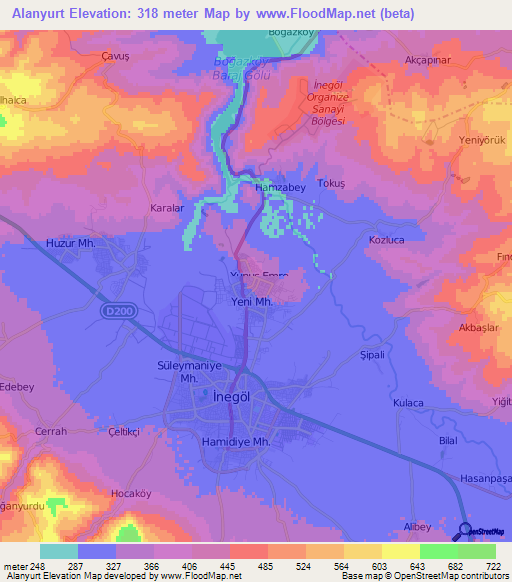 Alanyurt,Turkey Elevation Map