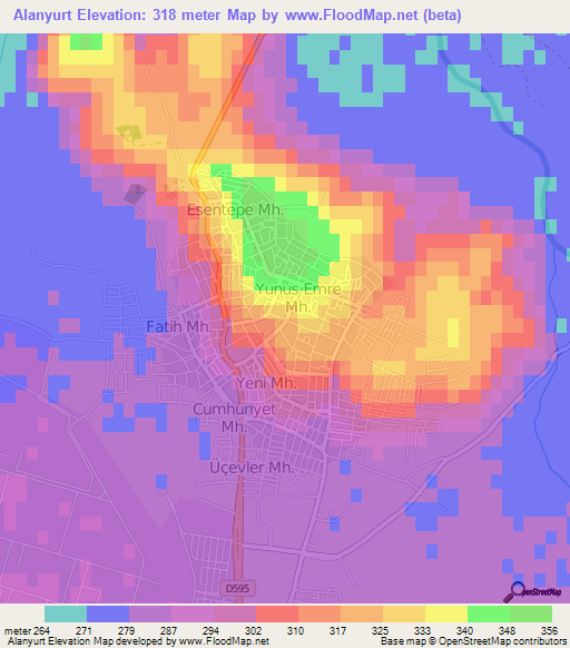 Alanyurt,Turkey Elevation Map