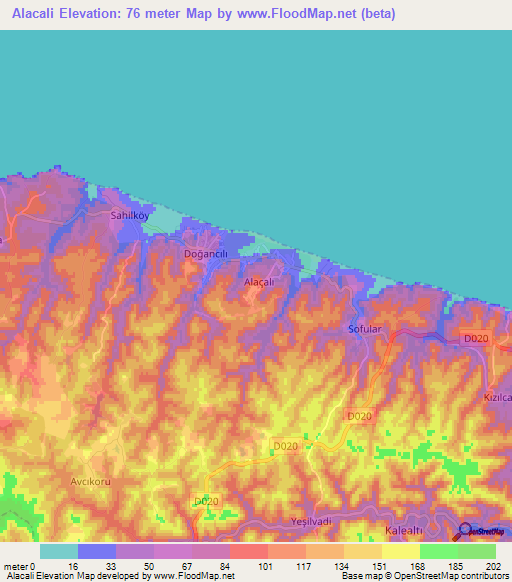 Alacali,Turkey Elevation Map