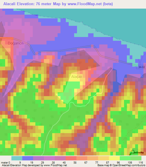 Alacali,Turkey Elevation Map