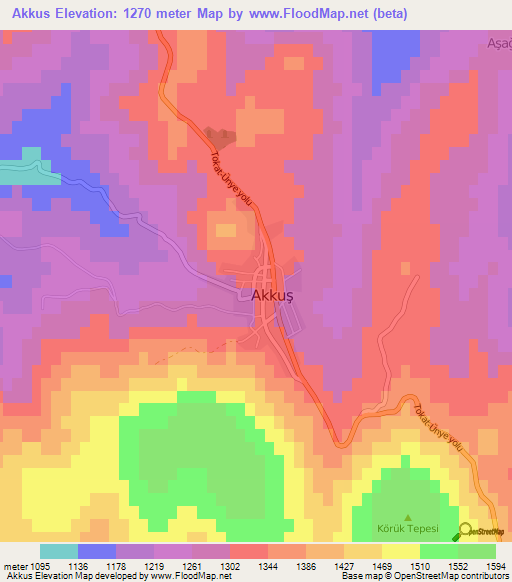 Akkus,Turkey Elevation Map