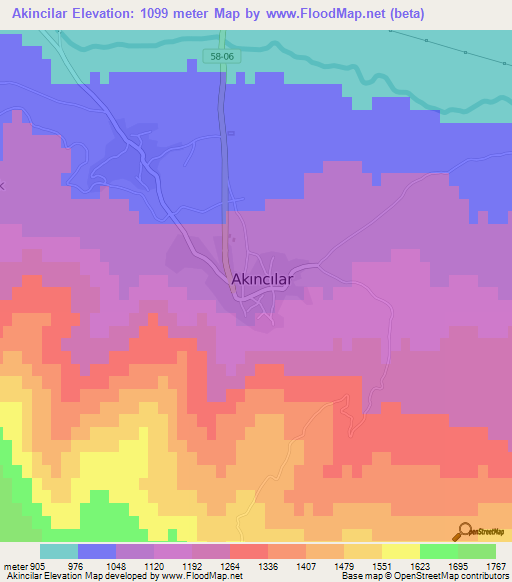 Akincilar,Turkey Elevation Map