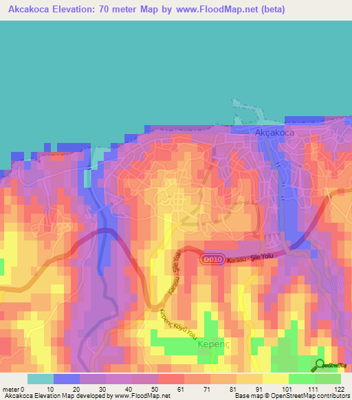 Akcakoca,Turkey Elevation Map