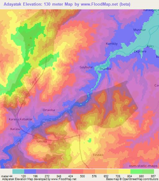 Adayatak,Turkey Elevation Map