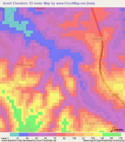 Acarli,Turkey Elevation Map