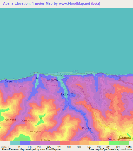 Abana,Turkey Elevation Map